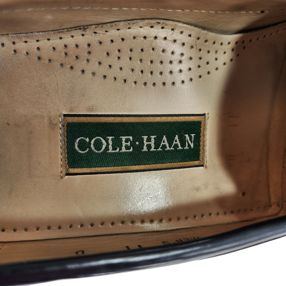 Cole Haan Loafers sz 11D Men Kiltie Fringe Tassels Black Leather Slip On Moc Toe - Picture 10 of 12